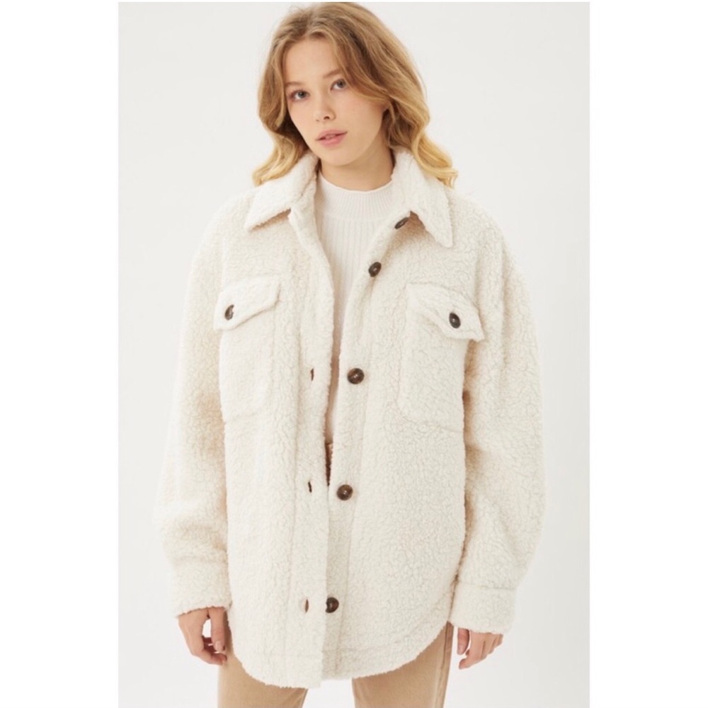 Ivory Teddy Bear Shacket Coat